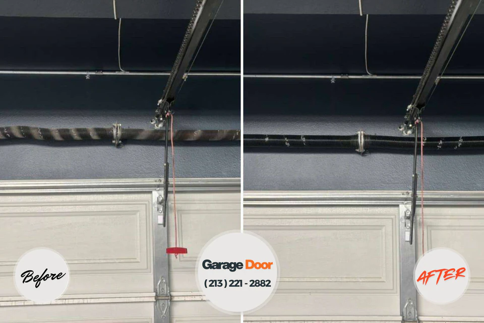 Before and after: garage door repair Wheatland, WY